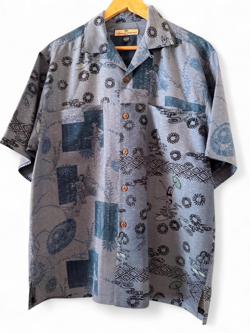 Tommy Bahama Blue Island-Print Short-Sleeve Button-Down